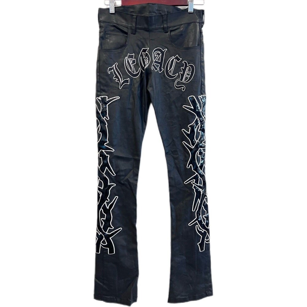 Legacy Of Faith Wax Denim Jeans Pants Streetwear Size 28 Black White